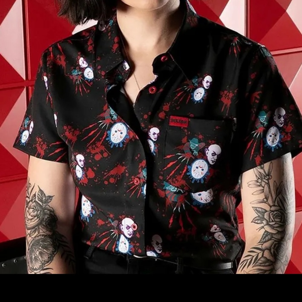 🔥Dixxon Flannel Co Womans L “THE TRILOGY" Short Sleeve Party Shirt🔥 NWT